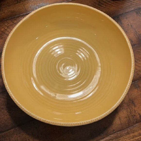 NEW 12" Pottery Barn Gabriella Low Serving Bowl | NWOT GOLD Round Stoneware Bowl - Picture 1 of 6